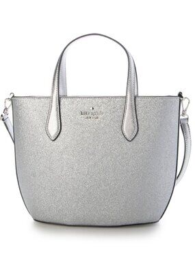 Kate Spade Silver Glitter Glimmer Satchel with Detachable Strap